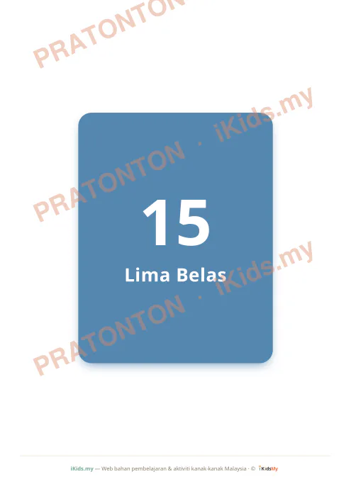 Pratonton muka 5 lembaran Kad Nombor & Perkataan (11–20) — Matematik Anak Istimewa