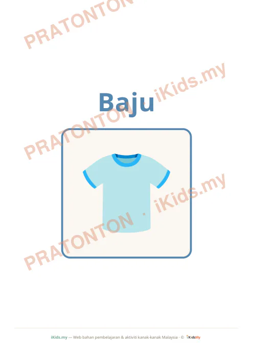 Pratonton muka 1 lembaran Kad Pakaian (Flashcard Besar) — Bahasa Melayu Anak Istimewa