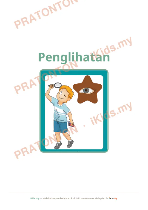 Pratonton muka 1 lembaran Kad Pancaindera (Flashcard Besar) — Sains Anak Istimewa
