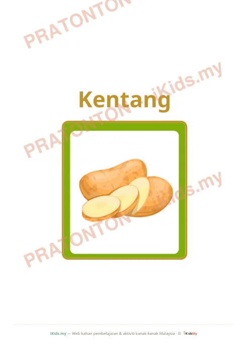 Pratonton muka 1 lembaran Kad Sayur (Flashcard Besar) — Bahasa Melayu Anak Istimewa