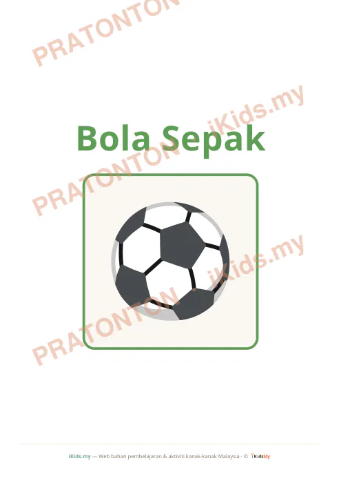 Pratonton muka 1 lembaran Kad Sukan (Flashcard Besar) — Bahasa Melayu Anak Istimewa