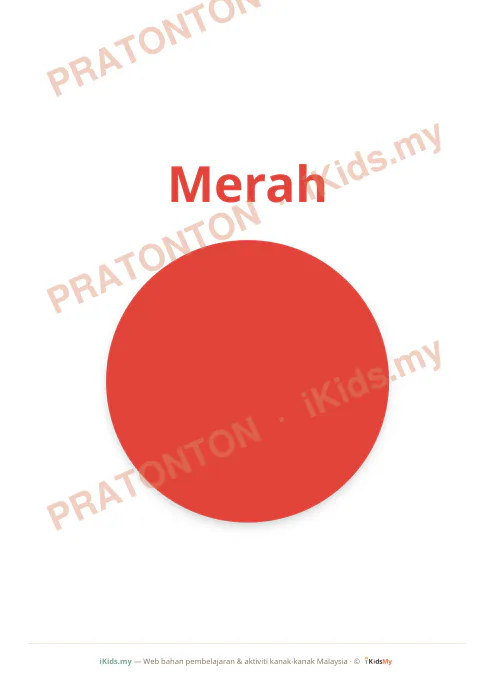 Pratonton muka 1 lembaran Kad Warna (Flashcard Besar) — Bahasa Melayu Anak Istimewa