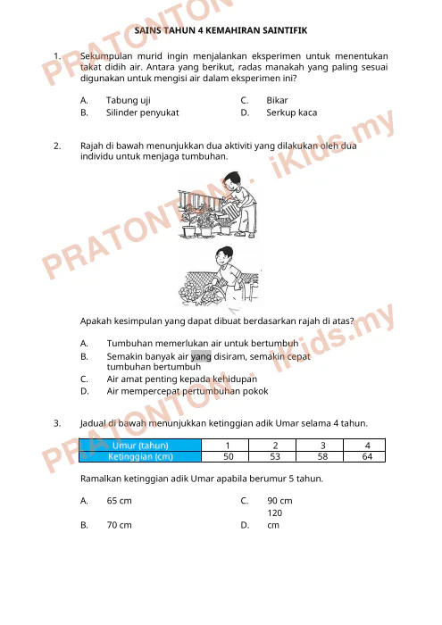 Pratonton muka 1 lembaran Kemahiran Saintifik — Sains Tahun 4