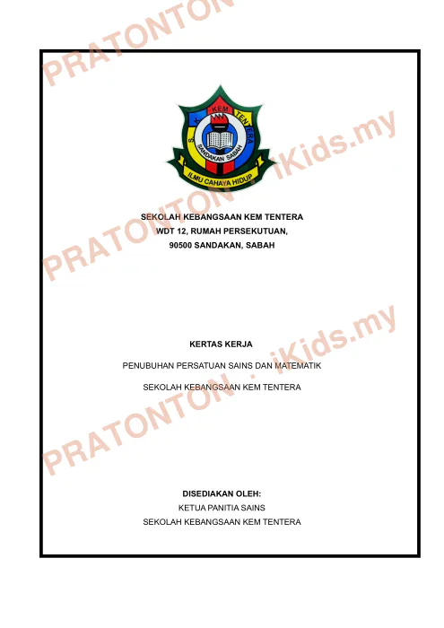 Pratonton muka 1 lembaran KERTAS KERJA PERSATUAN — Matematik Tahun 4