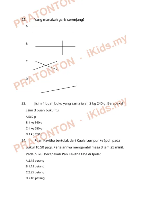 Pratonton muka 7 lembaran Latihan Matematik — Matematik Tahun 4