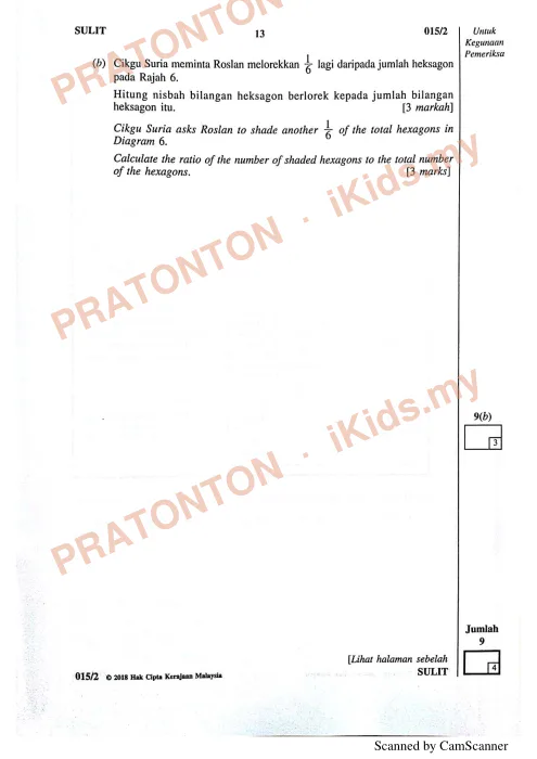 Pratonton muka 13 lembaran Kertas Peperiksaan UPSR 2018 — Matematik Kertas 2 — Matematik Tahun 6