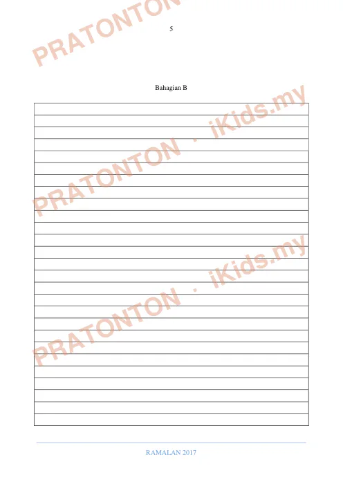 Pratonton muka 5 lembaran Kertas Ramalan 2017 — Bahasa Melayu Penulisan — Bahasa Melayu Tahun 6