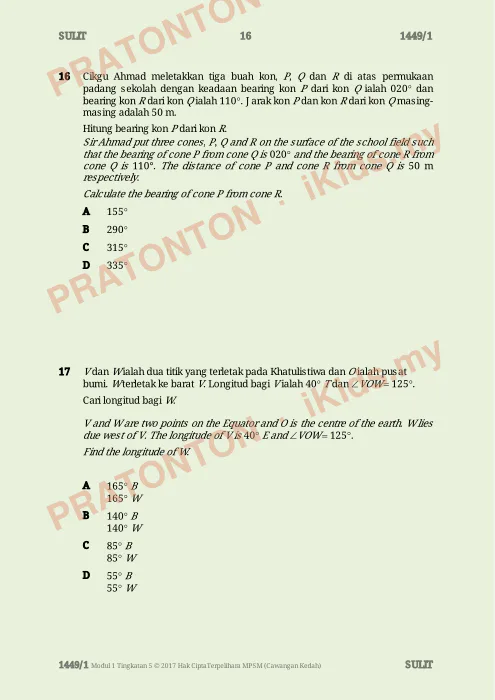 Pratonton muka 16 lembaran Kertas Soalan Matematik 12 — Matematik Tahun 2