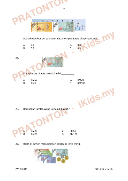 Pratonton muka 7 lembaran Kertas Soalan Matematik 17 — Matematik Tahun 2