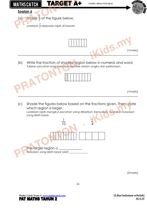 Pratonton muka 13 lembaran Kertas Soalan Matematik 21 — Matematik Tahun 2