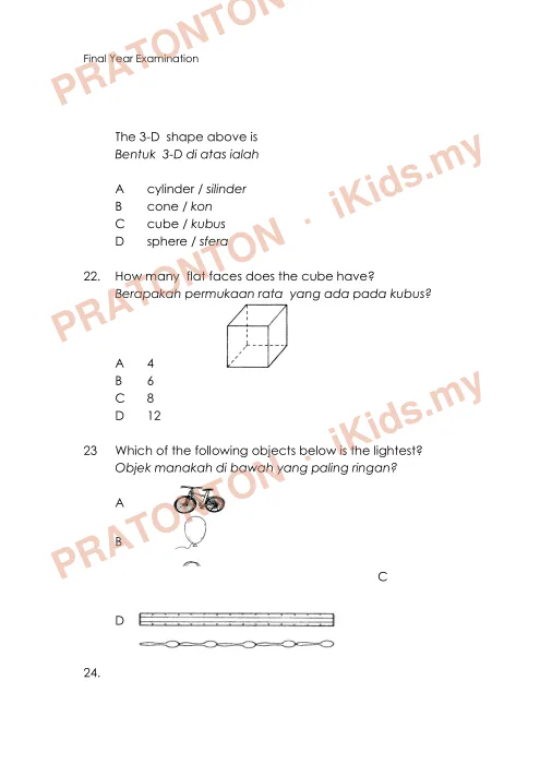 Pratonton muka 7 lembaran Kertas Soalan Matematik 29 — Matematik Tahun 2
