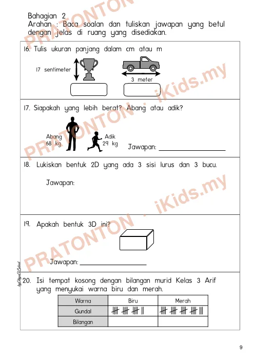 Pratonton muka 10 lembaran Kertas Soalan Matematik 8 — Matematik Tahun 2