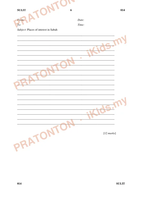 Pratonton muka 5 lembaran Kertas Ujian Bahasa Inggeris Tahun 5 — Penulisan (Kertas 2) — Bahasa Inggeris Tahun 5