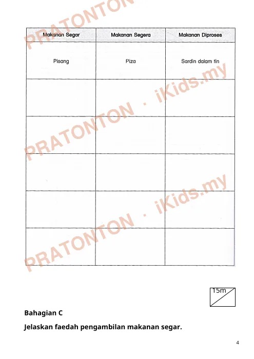 Pratonton muka 4 lembaran Kertas Ujian Pendidikan Kesihatan Tahun 6 (1 Jam) — Pendidikan Kesihatan Tahun 6