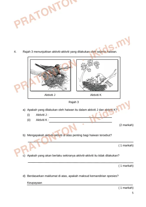 Pratonton muka 5 lembaran Kertas Ujian Sains Tahun 5 — Kertas 2 (018/2) — Sains Tahun 5