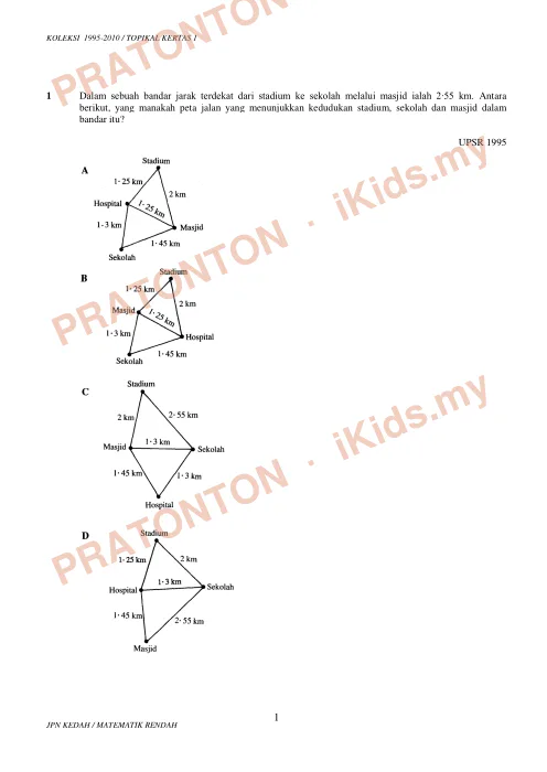 Pratonton muka 1 lembaran Koleksi Soalan Topikal Matematik — Ukuran Panjang (UPSR 1995–2010) — Matematik Tahun 6