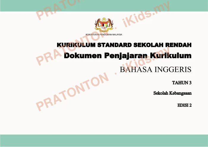 Pratonton muka 1 lembaran KURIKULUM STANDARD SEKOLAH RENDAH — Bahasa Inggeris Tahun 3