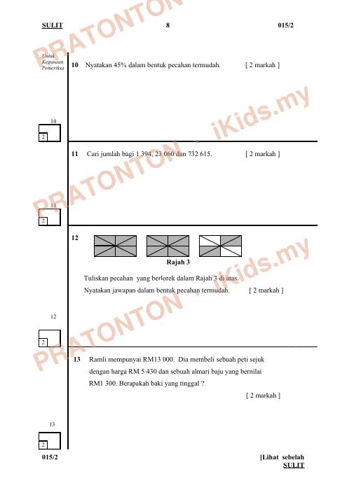 Pratonton muka 8 lembaran Latih Tubi Matematik Tahun 5 — Modul 3 (Bahasa Inggeris) — Matematik Tahun 5