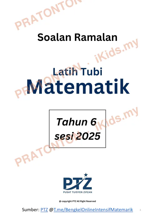 Pratonton muka 1 lembaran Latih Tubi Matematik Tahun 6 — Soalan 1 hingga 12 — Matematik Tahun 6