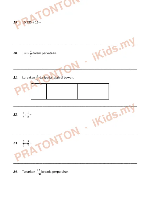 Pratonton muka 4 lembaran Latih Tubi Matematik — Modul 1 — Matematik Tahun 6