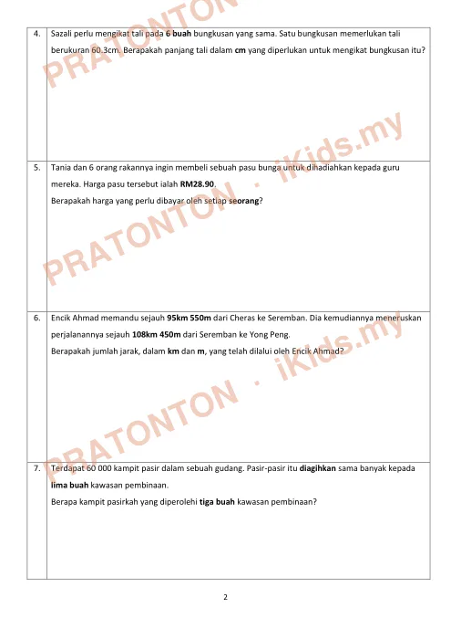 Pratonton muka 2 lembaran LATIH TUBI MODUL 14 1 — Matematik Tahun 4