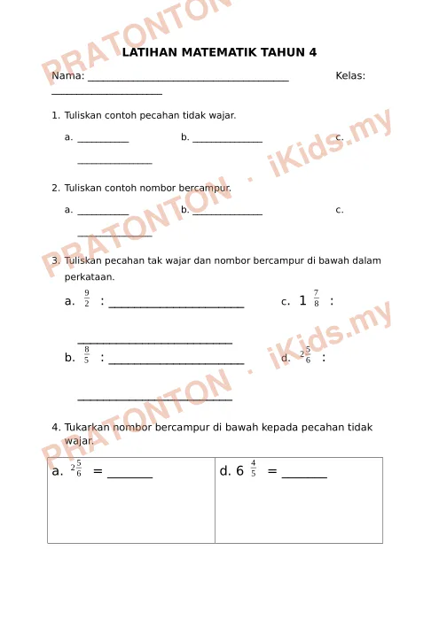 Pratonton muka 1 lembaran LATIH TUBI MODUL 4 1 — Matematik Tahun 4