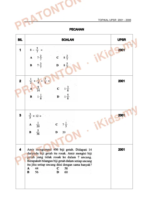 Pratonton muka 1 lembaran Latih Tubi Matematik — Modul 7 — Matematik Tahun 6