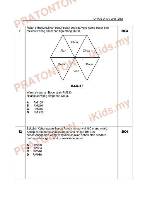 Pratonton muka 4 lembaran Latih Tubi Matematik — Modul 9 — Matematik Tahun 6