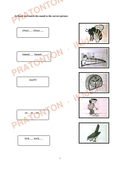 Pratonton muka 1 lembaran Latihan Bahasa Inggeris Tahun 1 — Bahasa Inggeris Tahun 1