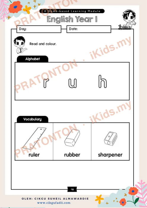 Pratonton muka 1 lembaran Latihan Bahasa Inggeris Tahun 1 — Bahasa Inggeris Tahun 1