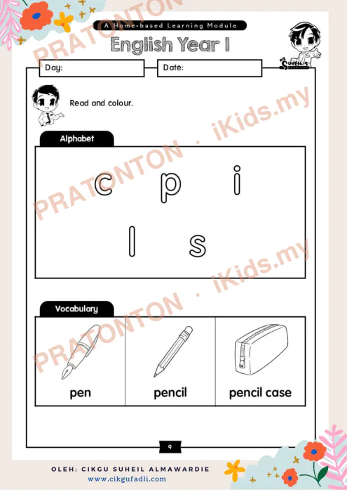 Pratonton muka 1 lembaran Latihan Bahasa Inggeris Tahun 1 — Bahasa Inggeris Tahun 1