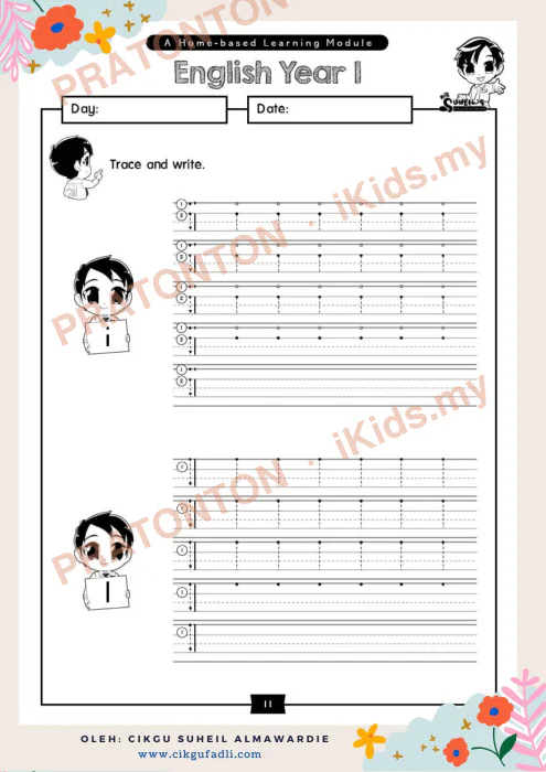 Pratonton muka 1 lembaran Latihan Bahasa Inggeris Tahun 1 — Bahasa Inggeris Tahun 1