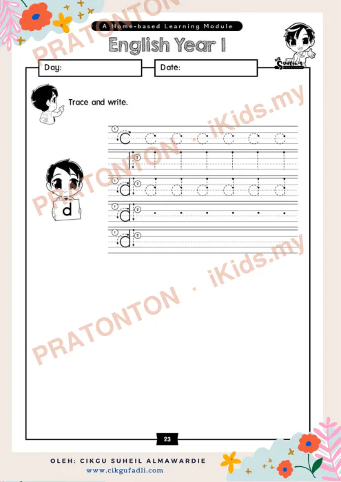 Pratonton muka 1 lembaran Latihan Bahasa Inggeris Tahun 1 — Bahasa Inggeris Tahun 1