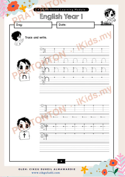 Pratonton muka 1 lembaran Latihan Bahasa Inggeris Tahun 1 — Bahasa Inggeris Tahun 1