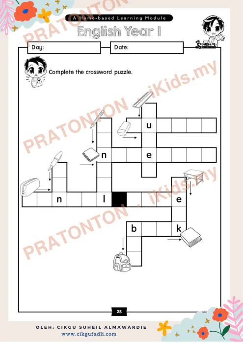 Pratonton muka 1 lembaran Latihan Bahasa Inggeris Tahun 1 — Bahasa Inggeris Tahun 1