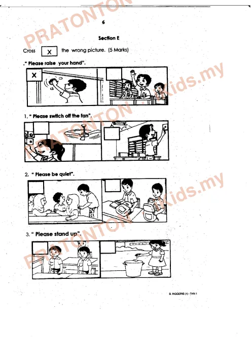 Pratonton muka 6 lembaran Latihan Bahasa Inggeris Tahun 1 — Bahasa Inggeris Tahun 1