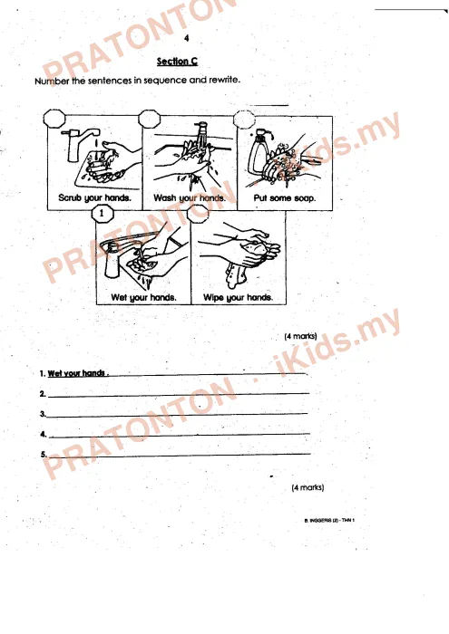 Pratonton muka 4 lembaran Latihan Bahasa Inggeris Tahun 1 — Bahasa Inggeris Tahun 1
