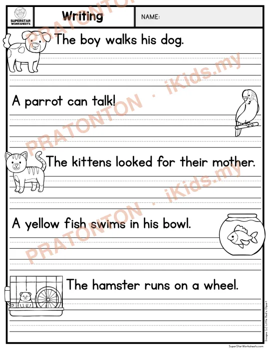 Pratonton muka 1 lembaran Latihan Bahasa Inggeris Tahun 1 — Bahasa Inggeris Tahun 1