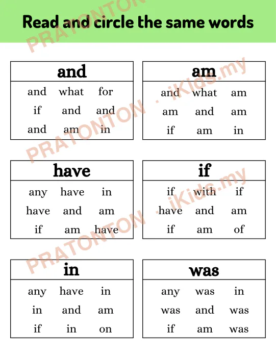 Pratonton muka 1 lembaran Latihan Bahasa Inggeris Tahun 1 — Bahasa Inggeris Tahun 1