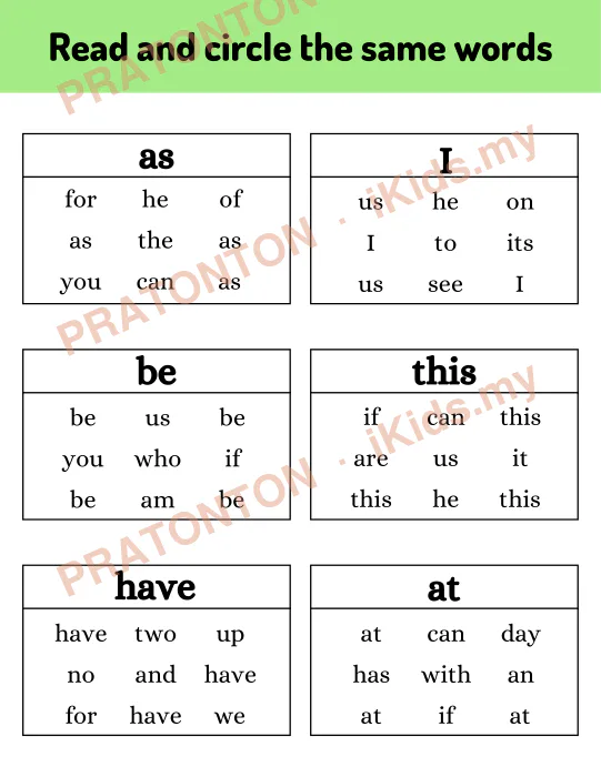 Pratonton muka 10 lembaran Latihan Bahasa Inggeris Tahun 1 — Bahasa Inggeris Tahun 1