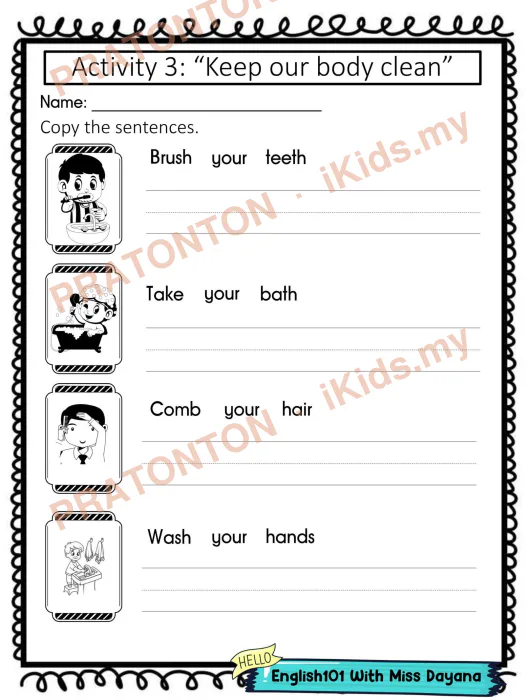 Pratonton muka 1 lembaran Latihan Bahasa Inggeris Tahun 1 — Bahasa Inggeris Tahun 1