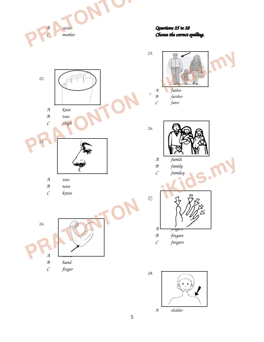Pratonton muka 4 lembaran Latihan Bahasa Inggeris Tahun 1 — Bahasa Inggeris Tahun 1