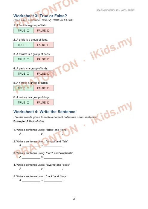 Pratonton muka 3 lembaran Latihan Bahasa Inggeris Tahun 1 — Bahasa Inggeris Tahun 1