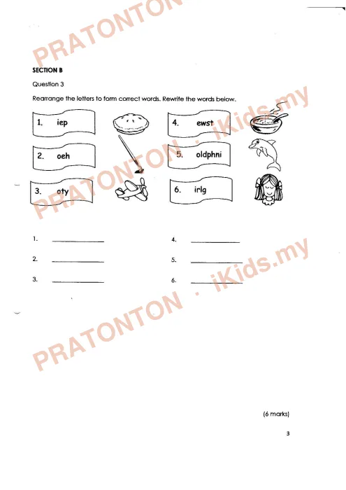 Pratonton muka 3 lembaran Latihan Bahasa Inggeris Tahun 2 — Bahasa Inggeris Tahun 2