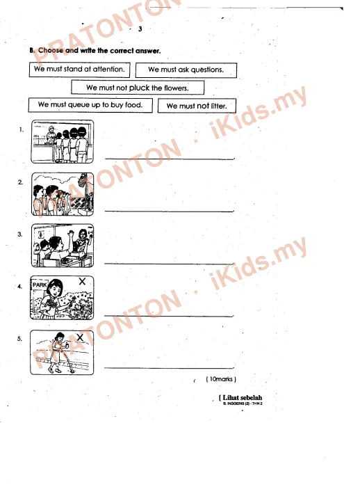 Pratonton muka 3 lembaran Latihan Bahasa Inggeris Tahun 2 — Bahasa Inggeris Tahun 2