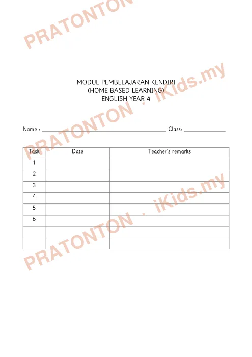 Pratonton muka 1 lembaran Latihan Bahasa Inggeris Tahun 3 — Bahasa Inggeris Tahun 3
