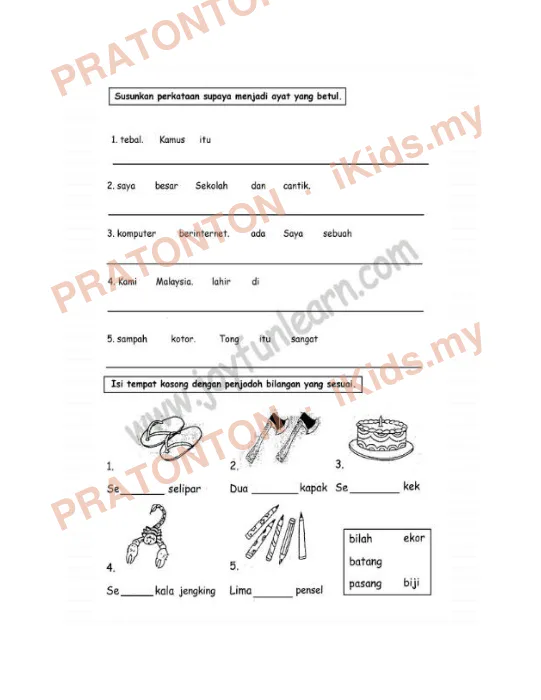 Pratonton muka 1 lembaran Latihan Bahasa Inggeris Tahun 3 — Bahasa Inggeris Tahun 3