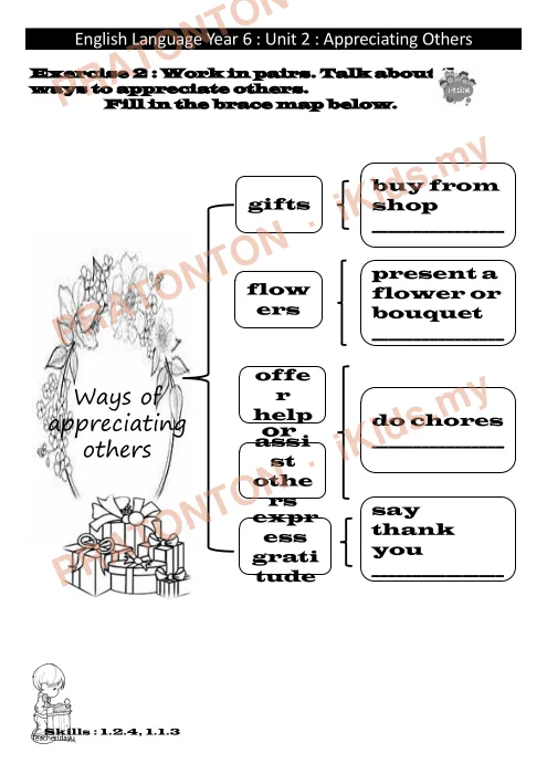 Pratonton muka 2 lembaran Latihan Bahasa Inggeris Tahun 6 — Unit 2: Appreciating Others (Kad Ucapan) — Bahasa Inggeris Tahun 6
