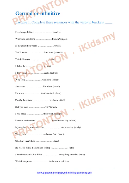 Pratonton muka 1 lembaran Latihan Bahasa Inggeris — Bahasa Inggeris Tahun 1