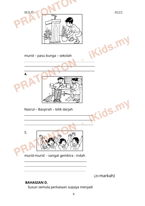 Pratonton muka 4 lembaran Latihan Bahasa Melayu 6 — Bahasa Melayu Tahun 3